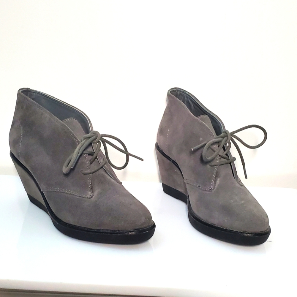 NWOT COACH Gray Suede Women's Wedge Ankle Boots